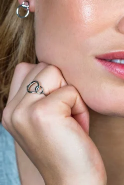 ZINZI zilveren ring 2 ronde vormen in elkaar ZIR1278