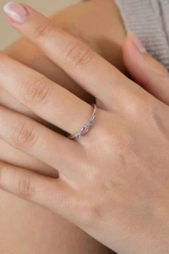 ZINZI zilveren ring bezet met ovale zirconia's in roze en lila ZIR2498