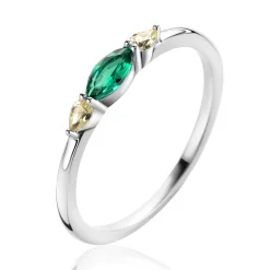 ZINZI zilveren ring bezet met ovale zirconia's in groen en geel ZIR2499