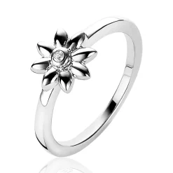 ZINZI zilveren ring bloem wit 9mm ZIR1888