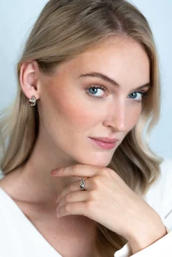 ZINZI zilveren ring cross-over bicolor met witte zirconia's ZIR2243