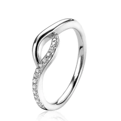 ZINZI zilveren ring crossover witte zirconia's ZIR1971