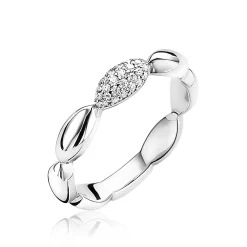 ZINZI zilveren ring druppelvorm wit 4mm ZIR1675
