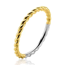 ZINZI zilveren ring extra 14K geel verguld gedraaid design 2mm ZIR2247