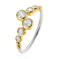 ZINZI zilveren ring geel verguld rond wit ZIR2054Y