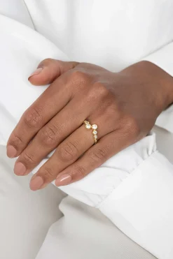 ZINZI zilveren ring geel verguld rond wit ZIR2054Y