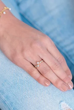 ZINZI zilveren ring geel verguld rond wit ZIR2054Y