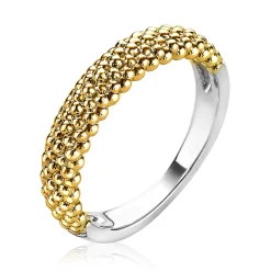 ZINZI zilveren ring geelverguld glinsterende bolletjes ZIR1968G