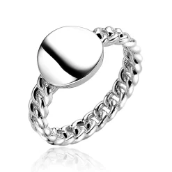 ZINZI zilveren ring gourmet rond glad plaatje ZIR1783
