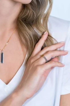 ZINZI zilveren ring gourmet schakel 14K geel verguld staafje ZIR2198