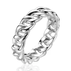 ZINZI zilveren ring gourmet schakel 5,5mm breed ZIR2117
