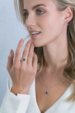 ZINZI zilveren ring hart saffierblauw en witte zirconia's ZIR2134B