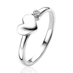 ZINZI zilveren ring hartjes glad en witte zirconia's ZIR2137