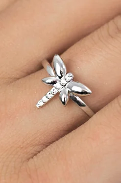 ZINZI zilveren ring libelle wit 12mm ZIR1887