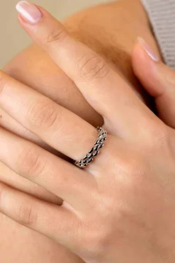 ZINZI zilveren ring met glanzende rolex-style schakels 4mm breed ZIR2556