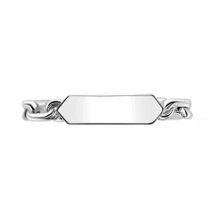 ZINZI zilveren ring met paperclip schakels en rechthoekig glanzend plaatje ZIR2530