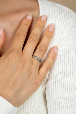 ZINZI zilveren ring (5mm breed) met veertjesmotief ZIR2644