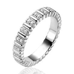 ZINZI zilveren ring (4mm breed) bezet met witte zirkonia's ZIR2686