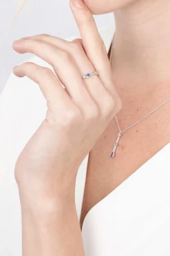 ZINZI zilveren ring rond driehoek druppel wit blauw ZIR2091