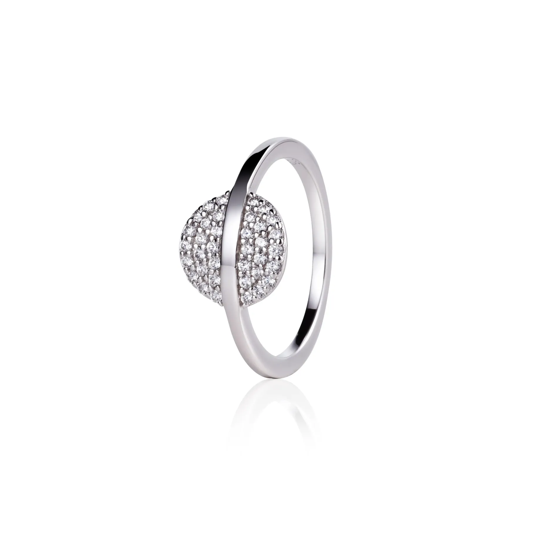 ZINZI zilveren ring rond wit ZIR1444