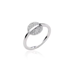 ZINZI zilveren ring rond wit ZIR1444