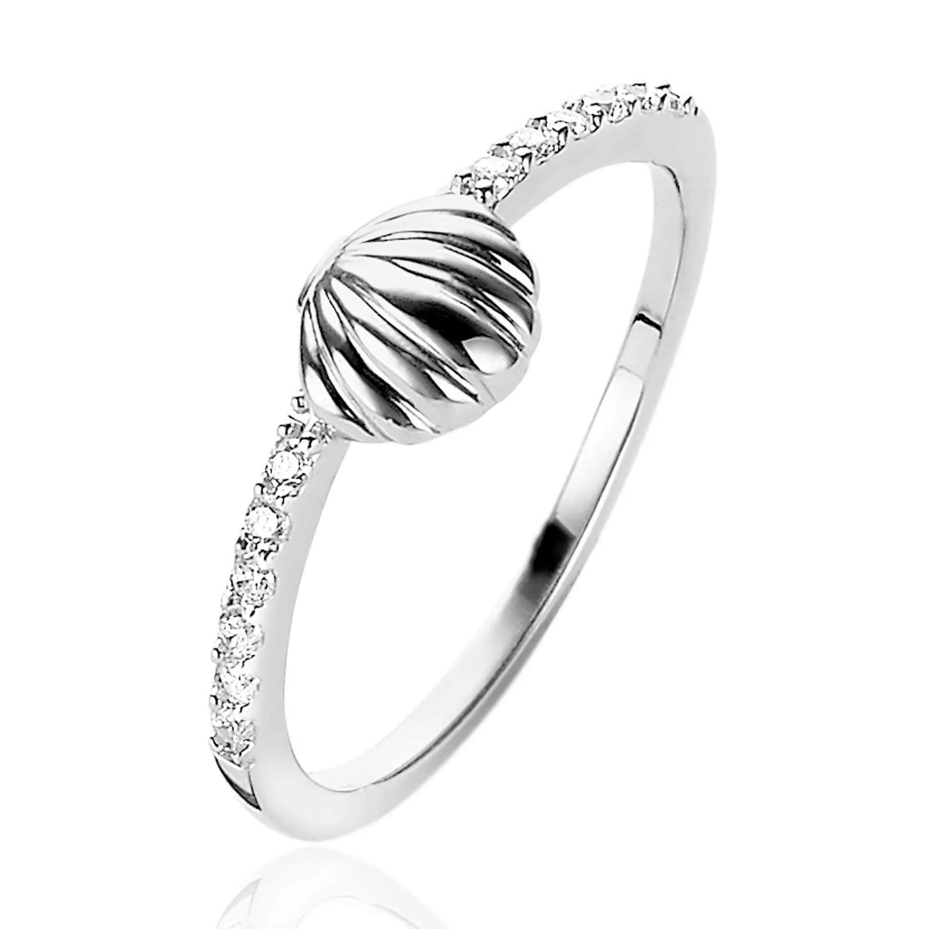 ZINZI zilveren ring schelp wit ZIR1885