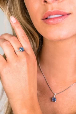 ZINZI zilveren ring vierkant blauw wit ZIR1470B