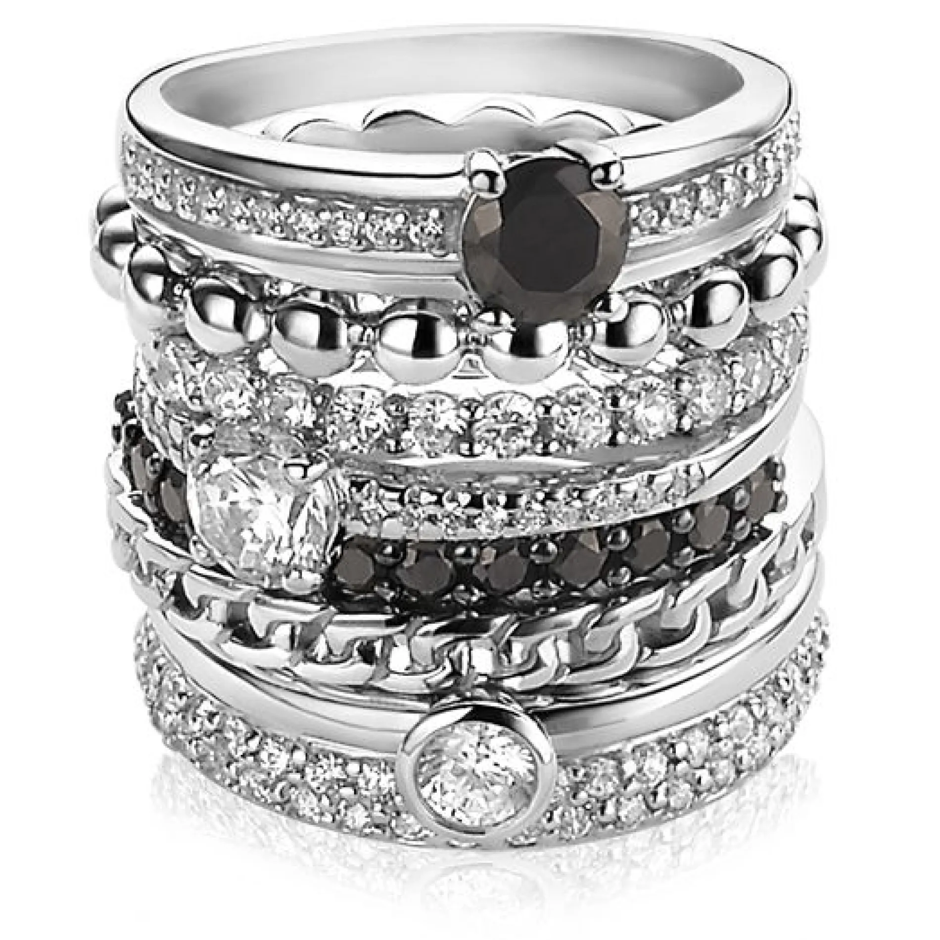 ZINZI zilveren ring zwart ZIR827Z