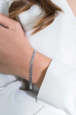 ZINZI zilveren rolexstyle schakelarmband 4mm breed 18,5cm ZIA2148