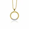 ZINZI zilveren ronde hanger 22mm in geel verguld gedraaid witte zirconia ZIH2128Y (zonder collier)