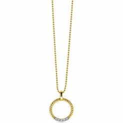 ZINZI zilveren ronde hanger 22mm in geel verguld gedraaid witte zirconia ZIH2128Y (zonder collier)