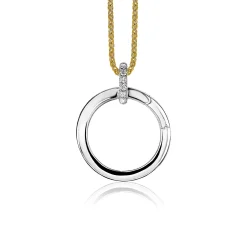 ZINZI zilveren ronde hanger 21mm met sluitring wit ZIH2061 (zonder collier)