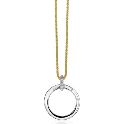 ZINZI zilveren ronde hanger 21mm met sluitring wit ZIH2061 (zonder collier)