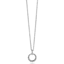 ZINZI zilveren ronde hanger 15mm gedraaid motief, hangoog bezet met witte zirconia's ZIH2403 (zonder collier)