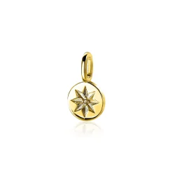 ZINZI zilveren ronde hanger geel verguld zonnetje ZIH2068G (zonder collier)