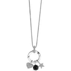 ZINZI zilveren ronde hanger 17mm met sluitring wit ZIH2060 (zonder collier)