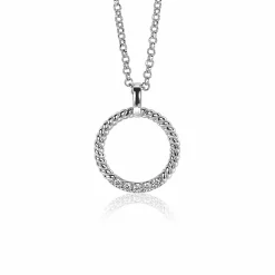 ZINZI zilveren ronde hanger 22mm gedraaid witte zirconia ZIH2128 (zonder collier)