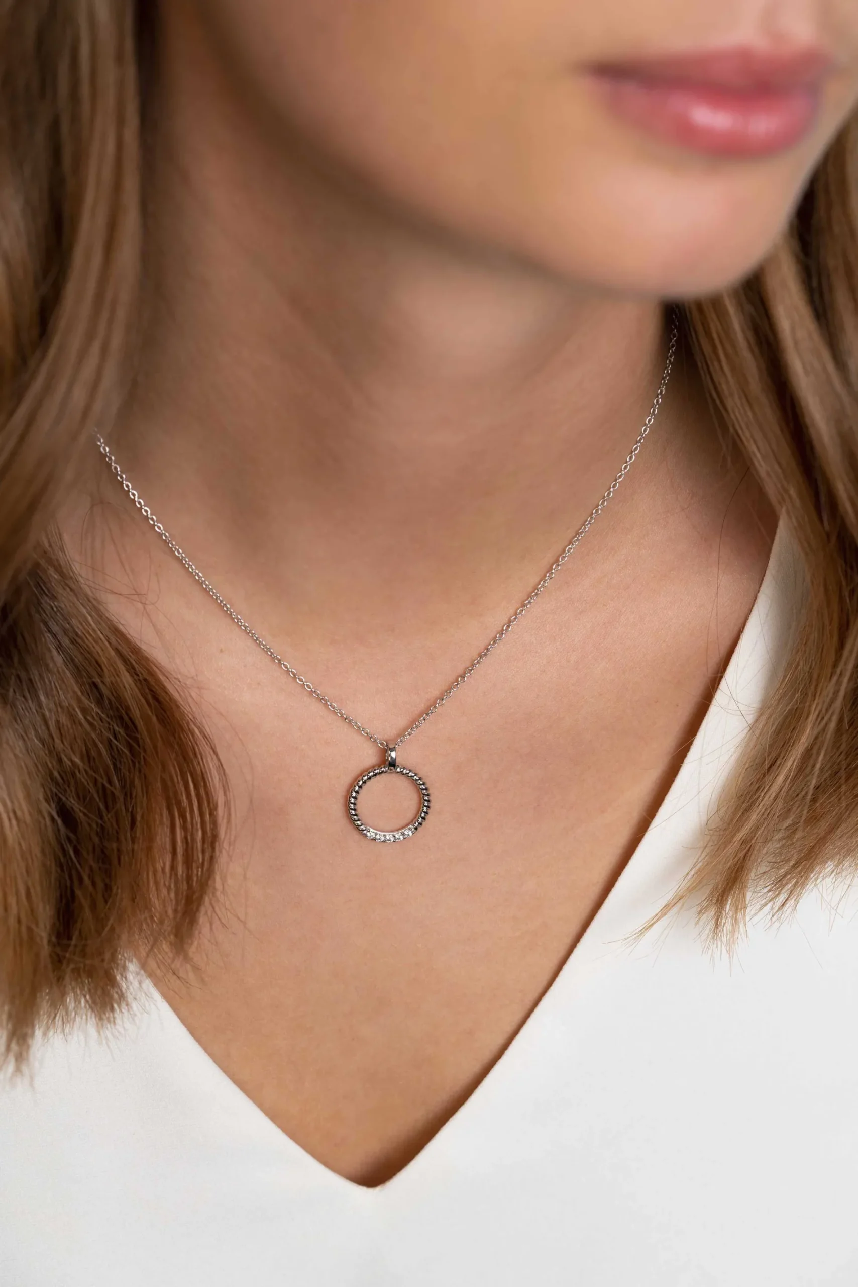 ZINZI zilveren ronde hanger 22mm gedraaid witte zirconia ZIH2128 (zonder collier)