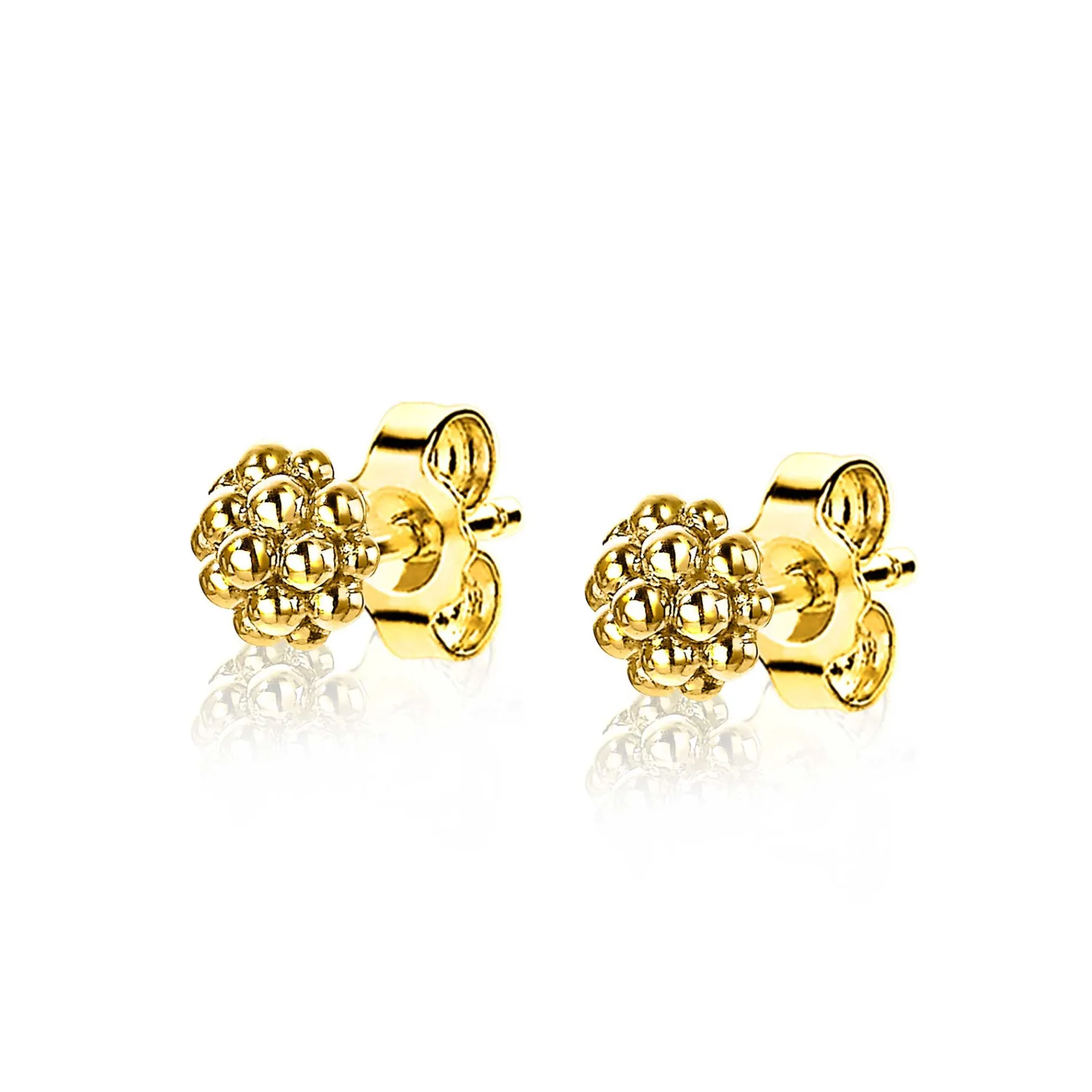 ZINZI zilveren ronde oorknoppen geelverguld 6mm bolletjes ZIO1968G