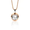 ZINZI zilveren rosé vergulde hanger rond witte zirconia ZIH3