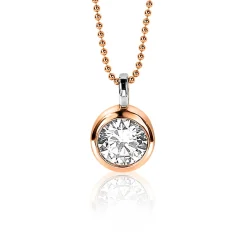 ZINZI zilveren rosé vergulde hanger rond witte zirconia ZIH3