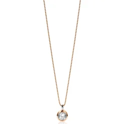 ZINZI zilveren rosé vergulde hanger rond witte zirconia ZIH3