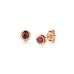 ZINZI zilveren rosé vergulde oorknoppen 4mm rode kleursteen ZIO1177RR