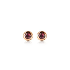 ZINZI zilveren rosé vergulde oorknoppen 4mm rode kleursteen ZIO1177RR