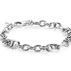ZINZI zilveren schakel armband, waarbij ronde schakels zijn gecombineerd met zes trendy grotere marine schakels 7,8mm breed 17-20cm ZIA2580