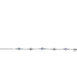 ZINZI zilveren schakel armband met twee zilveren en drie blauwe klavers 16-19cm ZIA2582