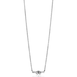 ZINZI zilveren schakel ketting met staafje en trendy knoop 45-48cm ZIC2613