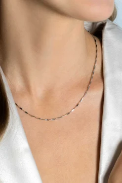 ZINZI zilveren schakel ketting met glinsterende pijlvormige schakels 1,5mm breed 42-45cm ZIC2414