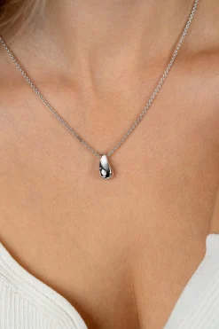 ZINZI zilveren schakel ketting met druppelvormige hanger (15mm) bezet met vier witte zirkonia's 42-45 cm ZIC2655