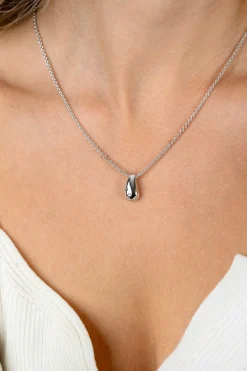 ZINZI zilveren schakel ketting met druppelvormige hanger (15mm) bezet met vier witte zirkonia's 42-45 cm ZIC2655